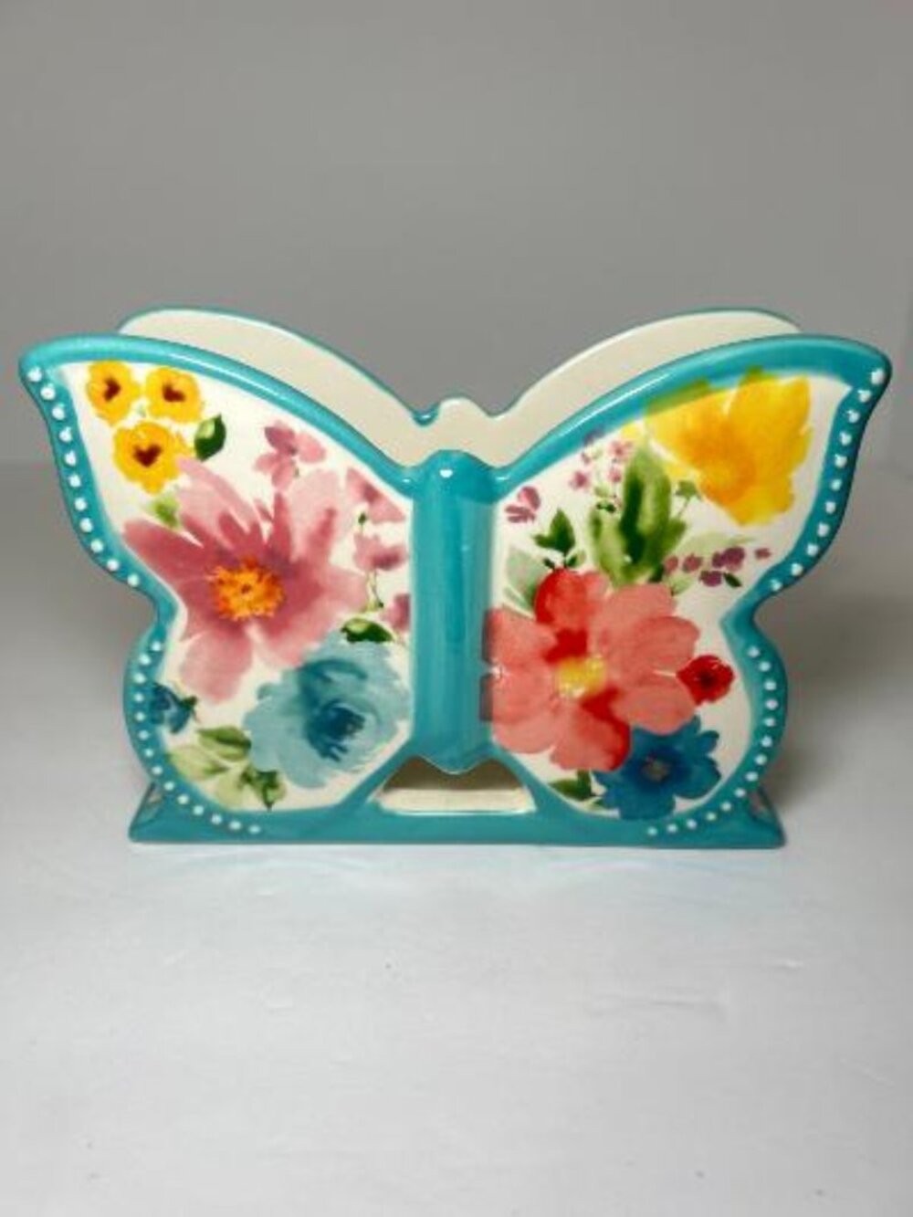 The Pioneer Woman Butterfly Floral Napkin Holder. Breezy Blossom Stoneware